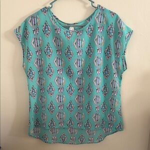 Live 4 Truth Teal Patterned Blouse